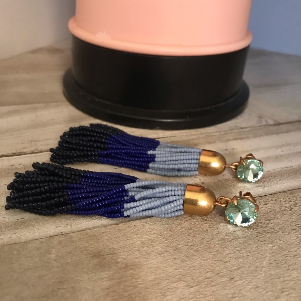 J. CREW CRYSTAL BEADED FRINGE EARRINGS - Picture 5 of 7